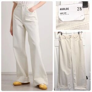 NWT AGOLDE Dame High Rise Wide Leg Jeans in Cream Fortune Cookie Size 28 NEW